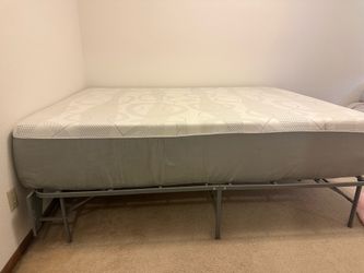 Queen memory foam mattress & queen platform frame