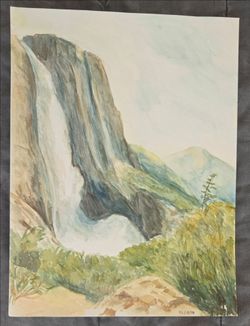 Watercolor Painting of Waterfall