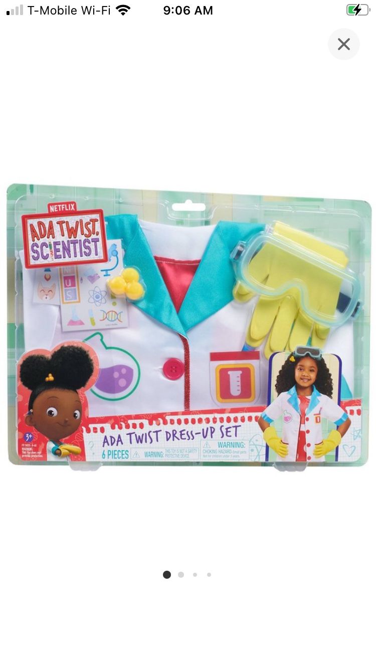 Ada Twist Scientist Dress Up Set 4-6x Brand New