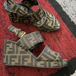Vintage Fendi Zucca Wedge Heel