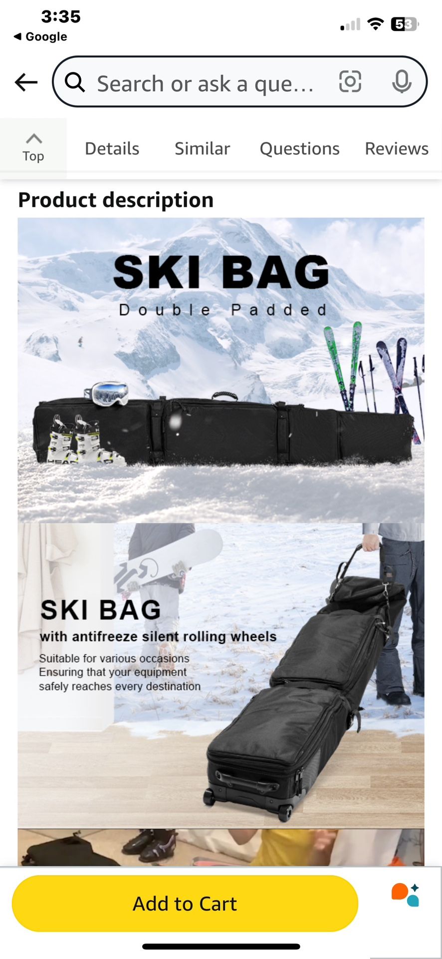 Oversized Ski Snowboard Bag NEW