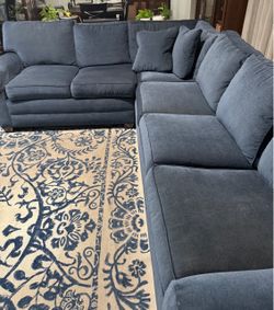Blue Fabric L-Shaped Sectional Sofa with hide a bed inflatable