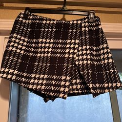 SHEIN Essnce Plaid Print Wrap Front Skirt