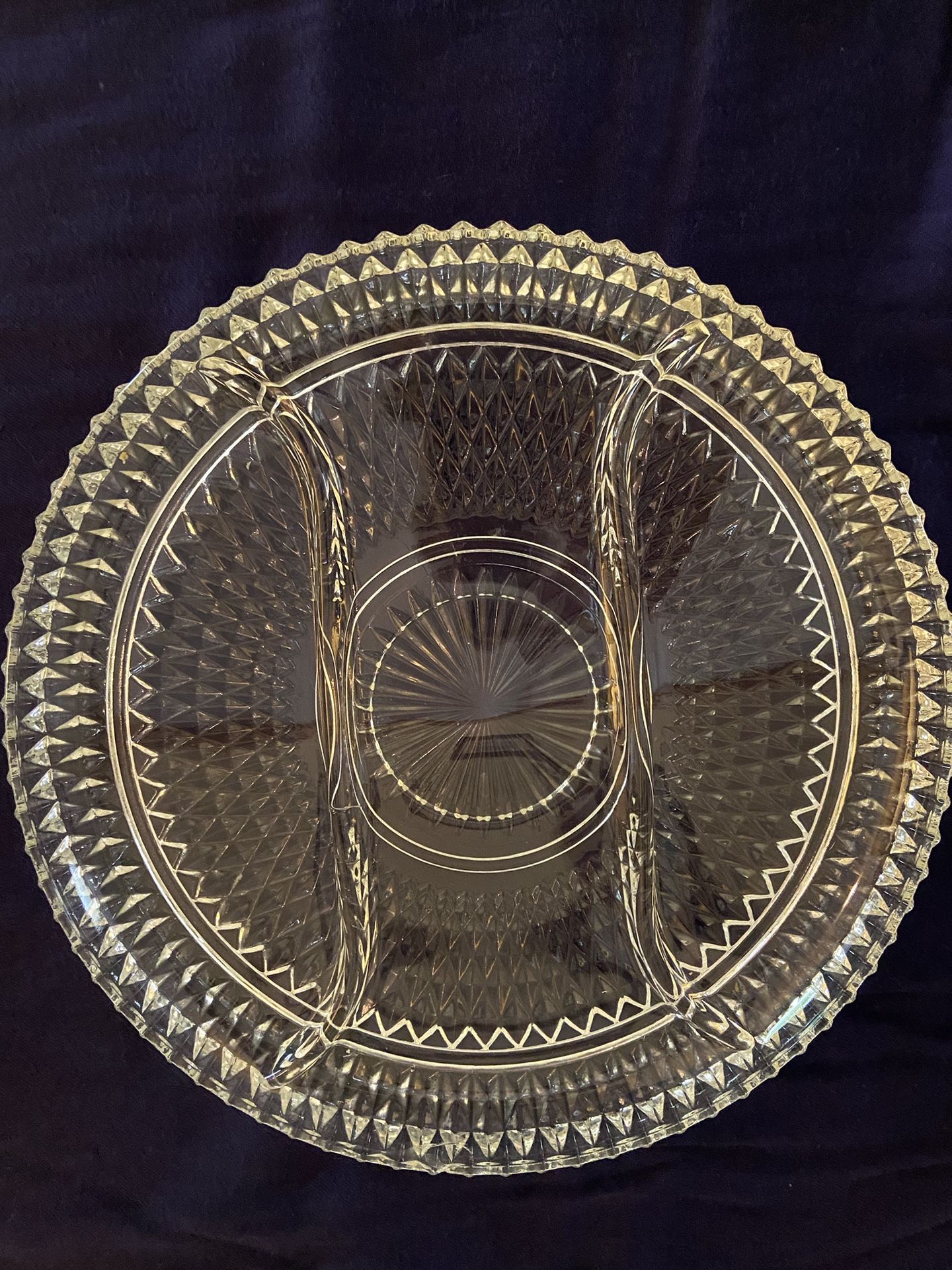 3 sectioned Glass Serving Platter