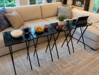 Set of 4 Folding TV Trays / Snack Tables – PLUS STAND