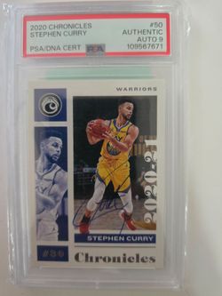 Golden State Warriors
Stephen Curry Golden State Warriors Autographed 2020-21 Panini Chronicles #50 BAS  PSA 9 and Authenticated