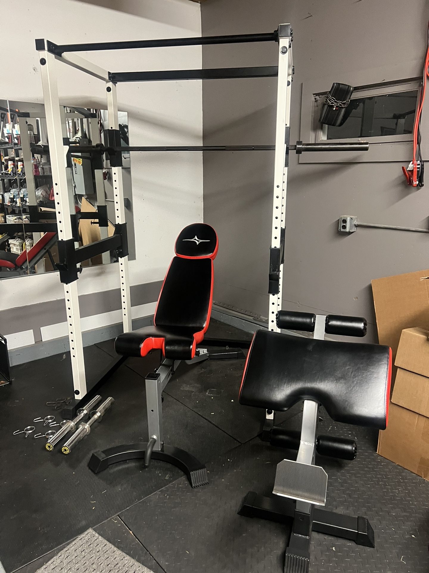 Full Rack With Bench And Olympic Barbell