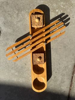Wooden Bread Serving Tray Cutting Board with Oil Dip Bowl Handmade