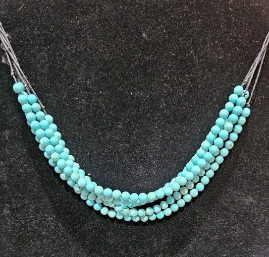 Statement 5-Strand Natural Turquoise Beaded Choker (13")
