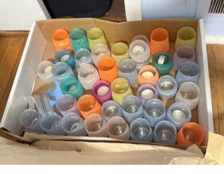 Set of Small Multi-Colored Glitter Glass Jars