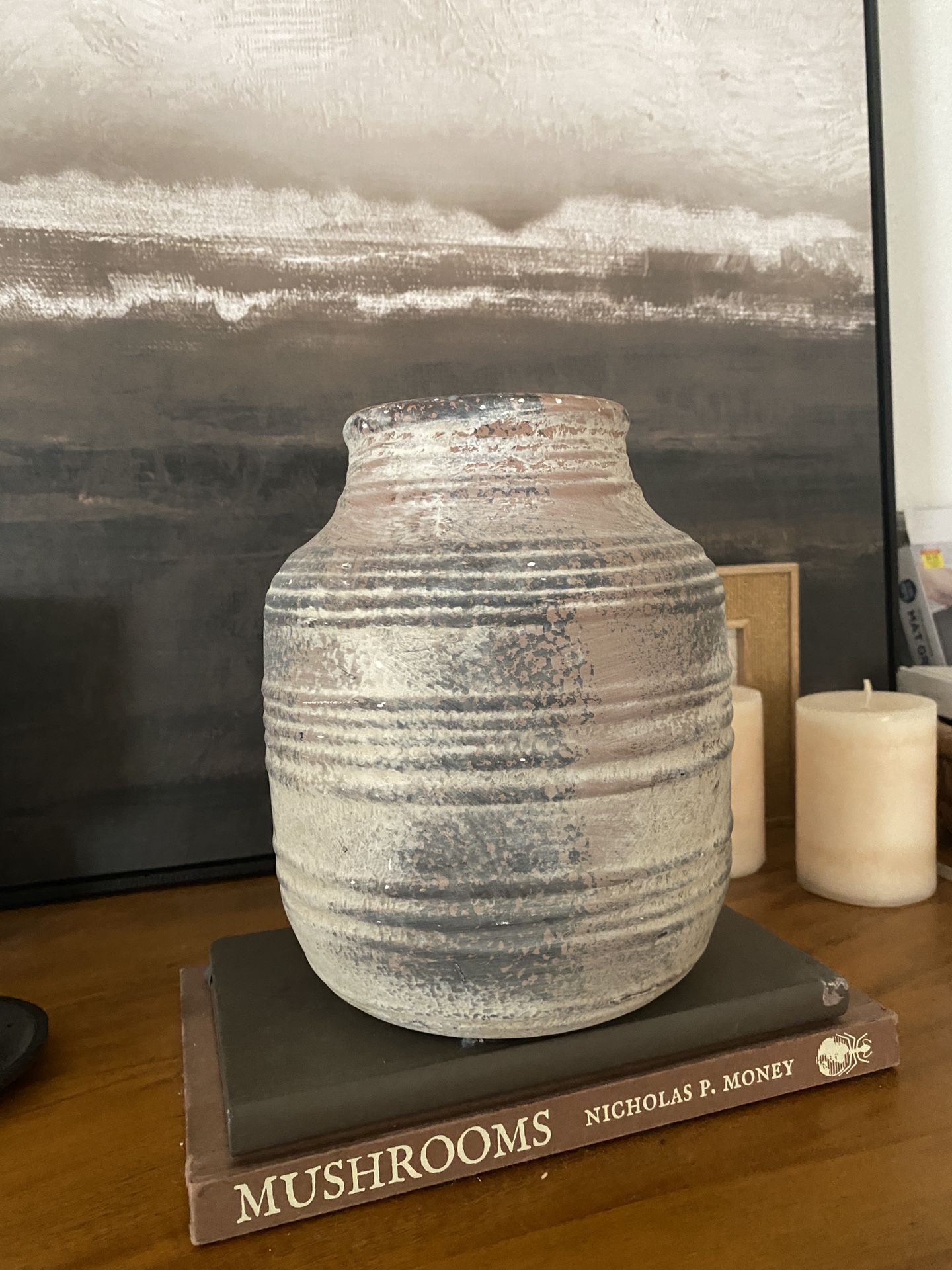 Rustic Vase Multi tone Colored With Ridges