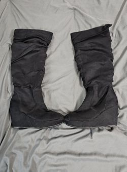 Black Wedge Knee High Boots Size 9