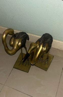 Antique Brass crane statue