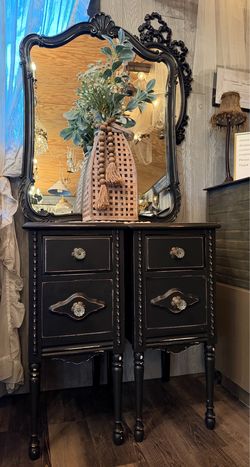 Gorgeous Black Antique Matching Nightstands