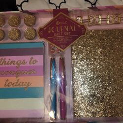 Journal Gift Set... Stationery. Journal. Writing Pad. Pens. Magnets. Pins. Clips... Cuadernos