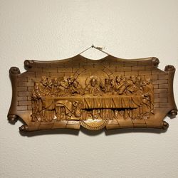 Handmade wooden sculpture of the Last Supper, size 27-12