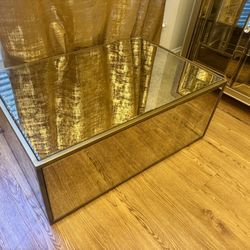 New Gold Glass Rectangle Antique Mirrored Luxury Coffee Accent 35” X 24” Table TV Console Stand  