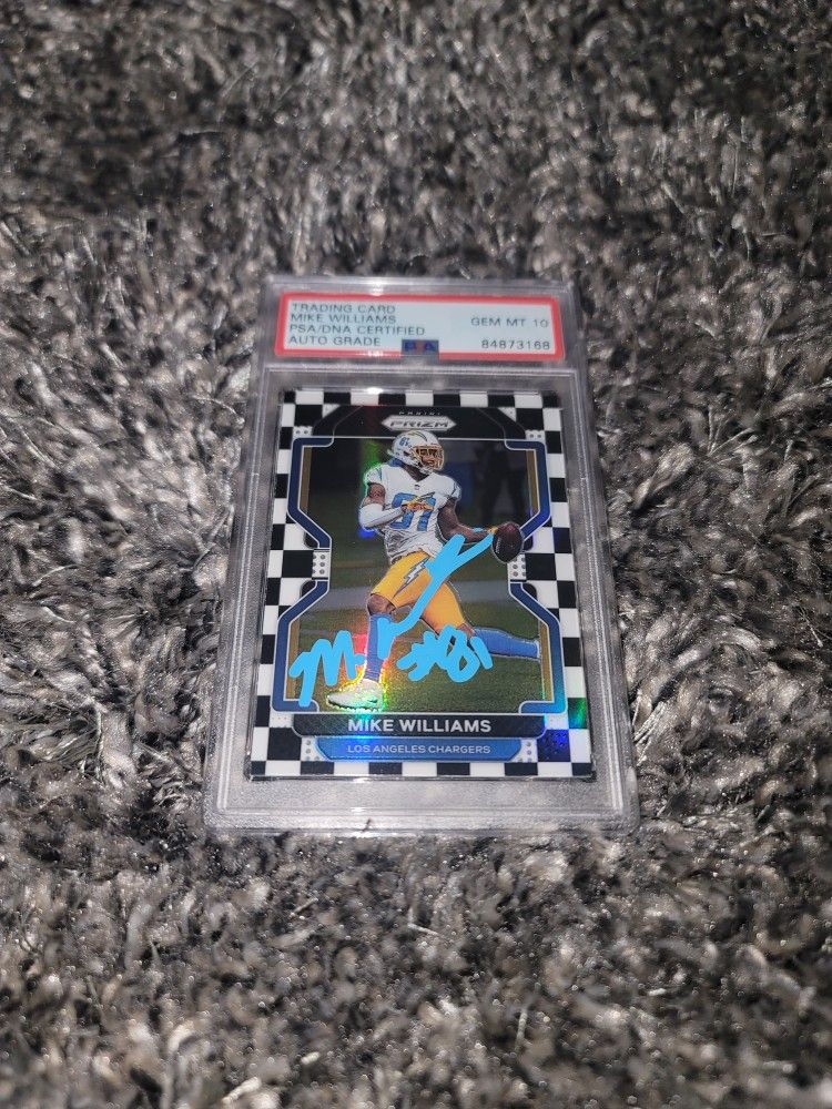 Mike Williams Signed 2021 Panini Prizm Black & White Checkered SSP #167 PSA GEM MT 10 AUTO