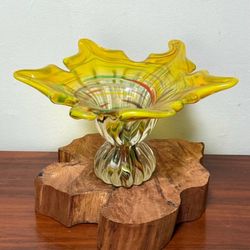 Vintage Italian Murano Art Glass Fruit Bowl Sculptural Centerpiece