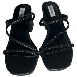 New Black Steve Madden Block Sandal Heels Size 10