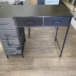 Computer Desk with 6 Drawers, 40 Inch Small Desk with Storage, Reversible Desk 