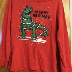 Boys Christmas Dino L/s Shirt Size 16