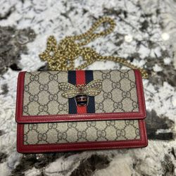 Gucci Queen Margaret Chain Wallet GG Coated Canvas