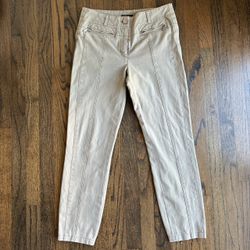 ESCADA Sage Green Front Seam Ankle Pants Womens DE 34 Stretch Zip Trousers 4