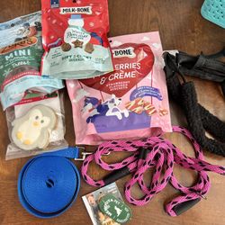 Dog Leash, harness, And Treats 
