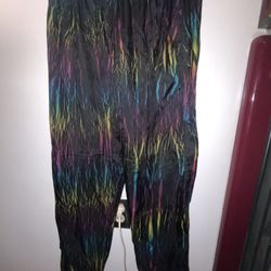 Surfstyle Windbreaker Pants Retro Surfer 80s Crackle Rainbow Print Vaporwave Rave
