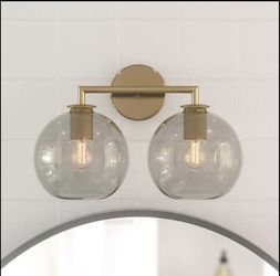 $20-Modern Gold 2-Light Bathroom Vanity Light