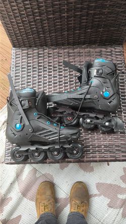 Black and Blue Inline Roller Skates