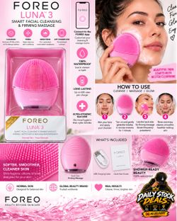 FOREO LUNA 3 Facial Cleansing & Firming Massage – Pink | NEW SEALED
