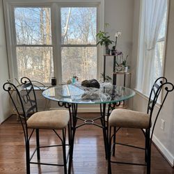 3 Piece Glass Top Round  Table And Chairs
