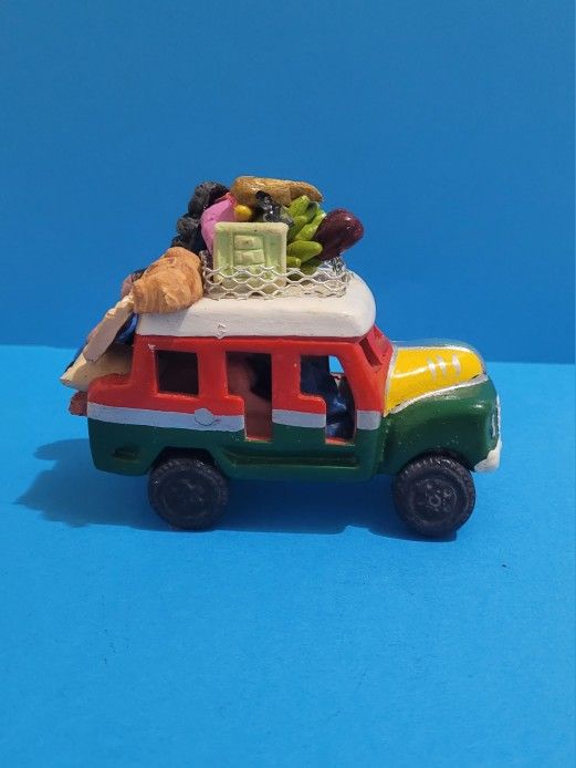 Clay Bus Ceramic Terracotta Folk Art Pottery.