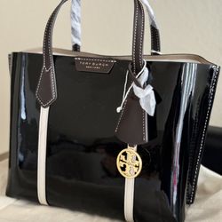Brand New Authentic Tory Burch Patent Leather Shoulder Tote Bag