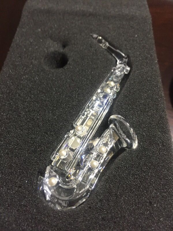 Beautiful Swarovski silver crystal saxophone