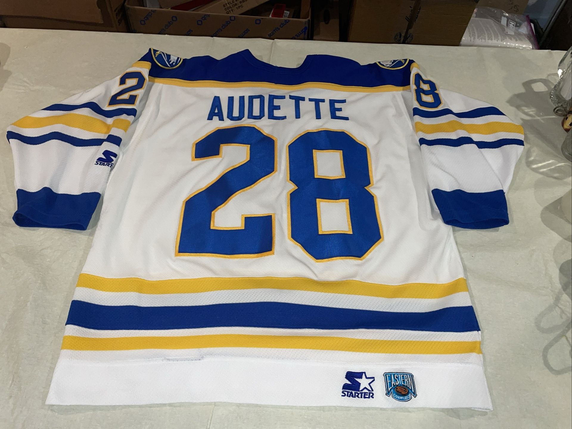 Donald Audette Buffalo Sabres Starter jersey Mens XL Clean Sewn White Vintage