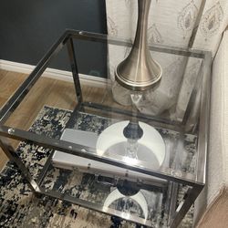 Silver And Glass End Tables