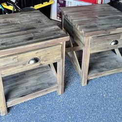 Rustic Wood End Tables (2)