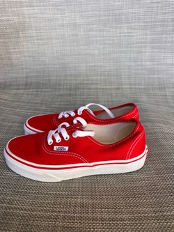 VANS Authentic Red/White Canvas Low Top Lace-Up Sneakers Unisex Kids US 3
