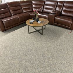Leather 6 Piece Power Reclining Sectional With Dual Recliner 