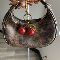 Brown Purse With Cherry 🍒 Charm 