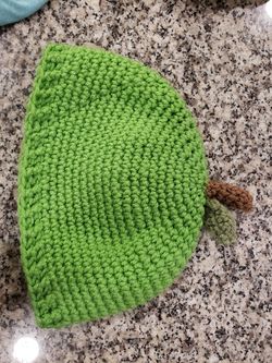 Toddler or Young Child's Granny Smith Apple or Pear Hand Knit Hat