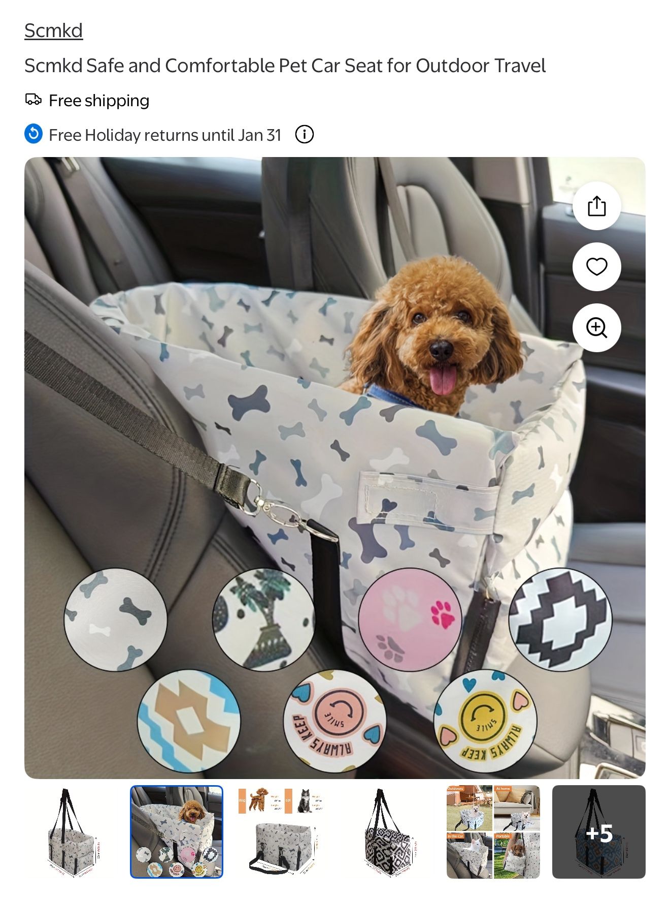 Safe and Comfortable Pet Car Seat for Outdoor Travel