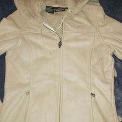 **LADIES HARLEY DAVIDSON SUEDE HOODED JACKET SIZE: SMALL**