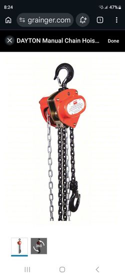 DAYTON Manual Chain Hoist: Hook Mounted -
