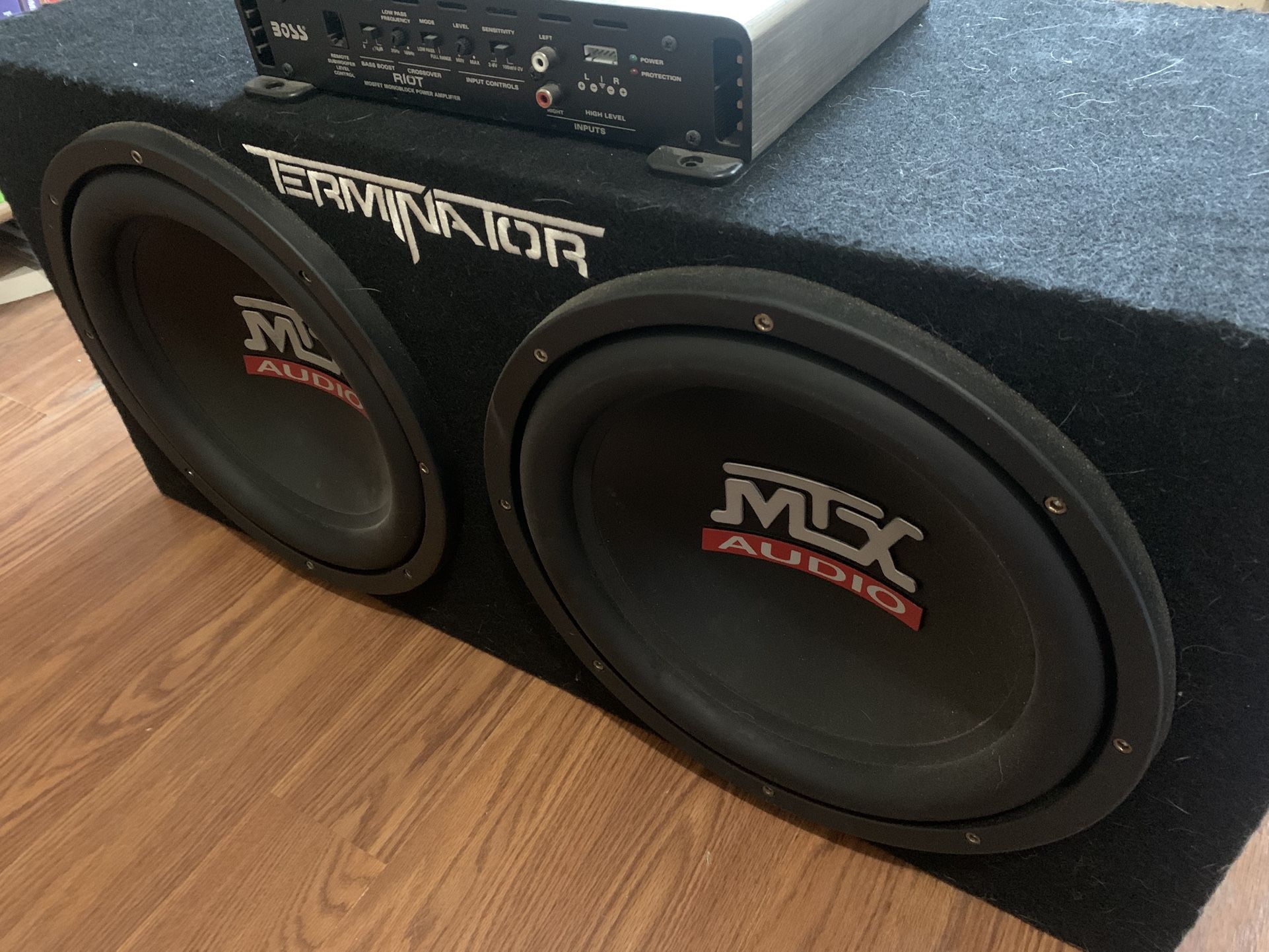 🔥 MTX Terminator Dual 12” Subwoofer Box + BOSS Audio R1100M 1100W Amp – Complete Bass Package 🔊