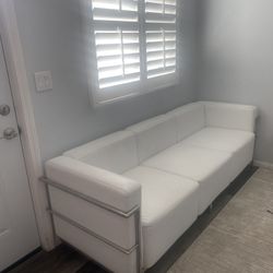 Genuine Leather White Couch
