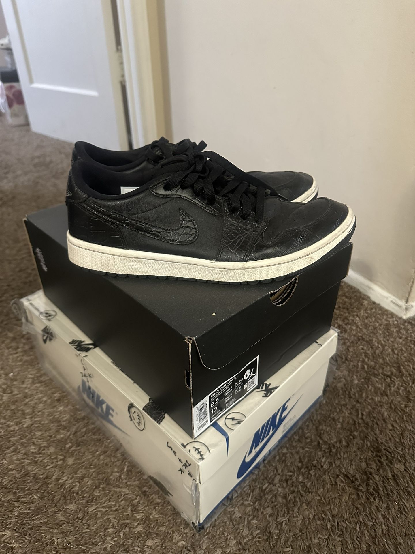 Jordan 1 Low Golf Croc Black